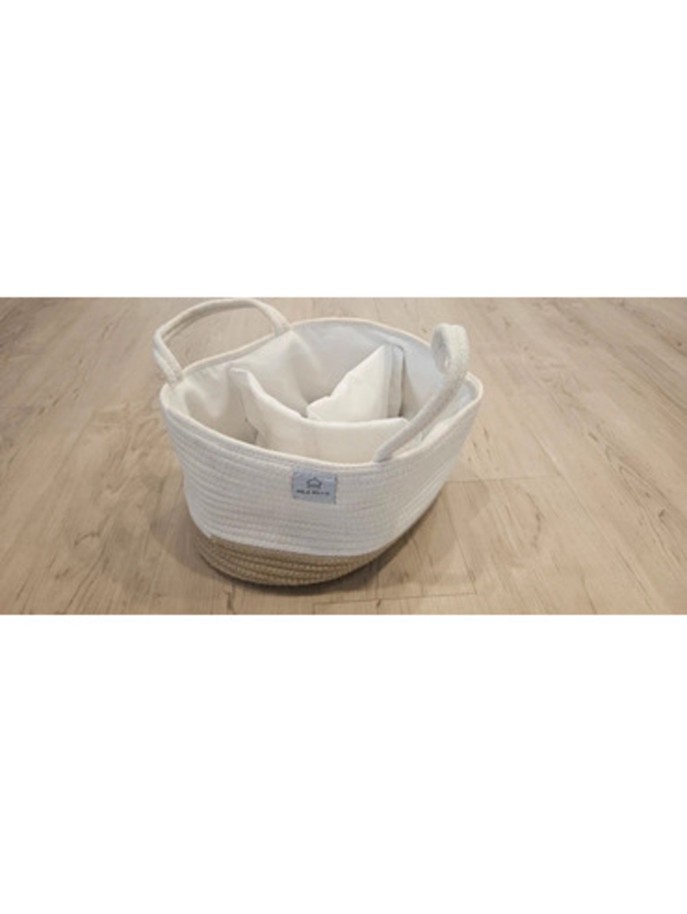 Mila Millie Cotton Rope Diaper Caddy Organizer Beige White